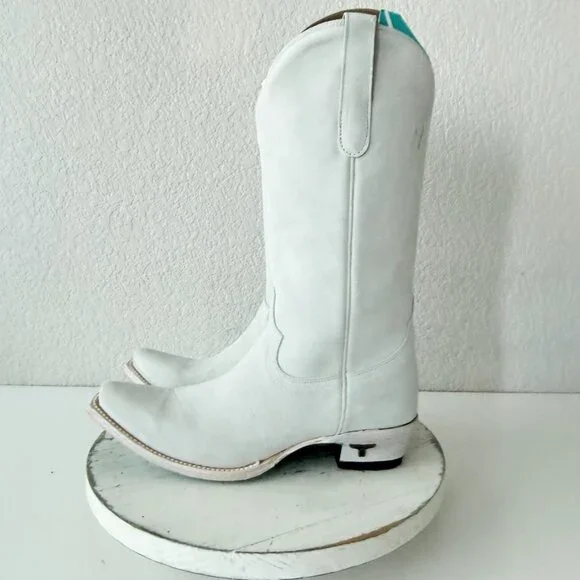 Lane Boots EMMA JANE White Suede Cowboy Western Cowgirl Mid Calf Snip Toe 8.5 - Picture 6 of 13